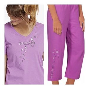 Life is Good, XXL, V-Neck, T-Shirt & Crop Pants, Going Out, Lounge, Purple, NWT!